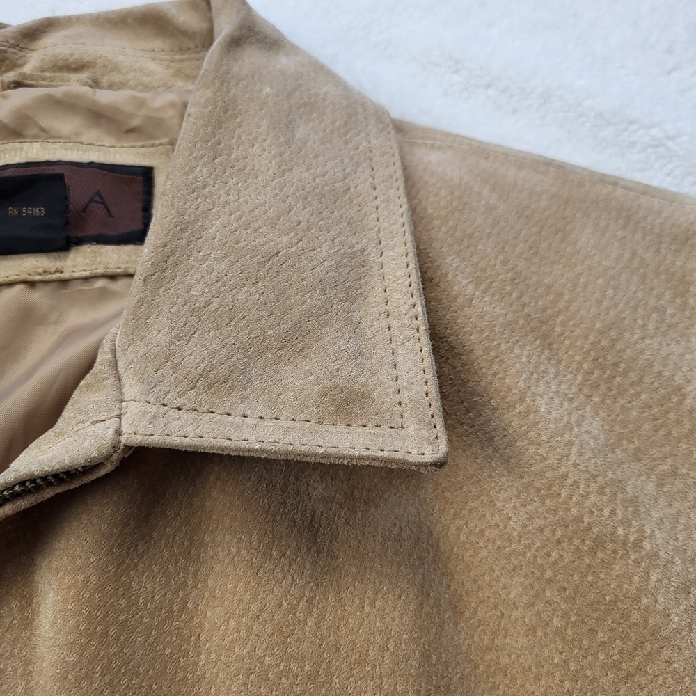 Siena Suede Leather Tan Biker Style Zip Up Jacket Women's Size XL - Picture 9 of 12